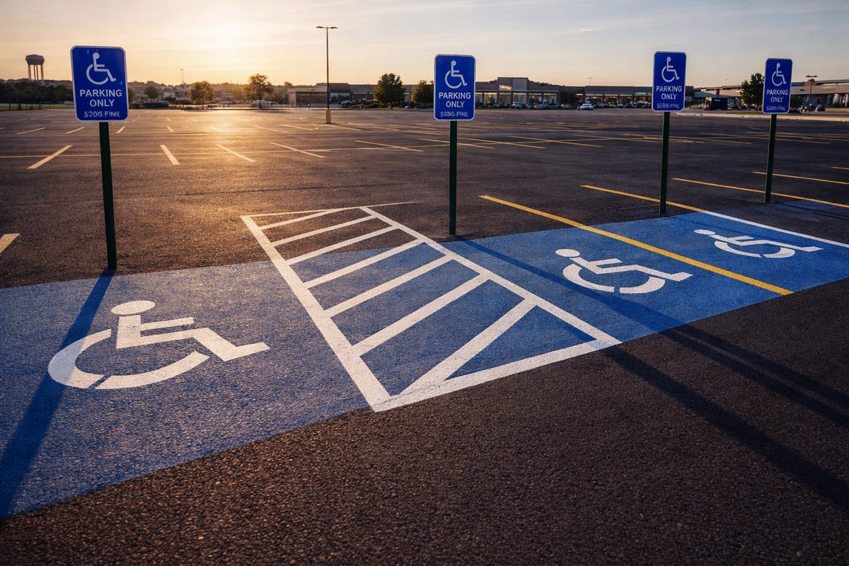 ADA compliant handicap parking markings